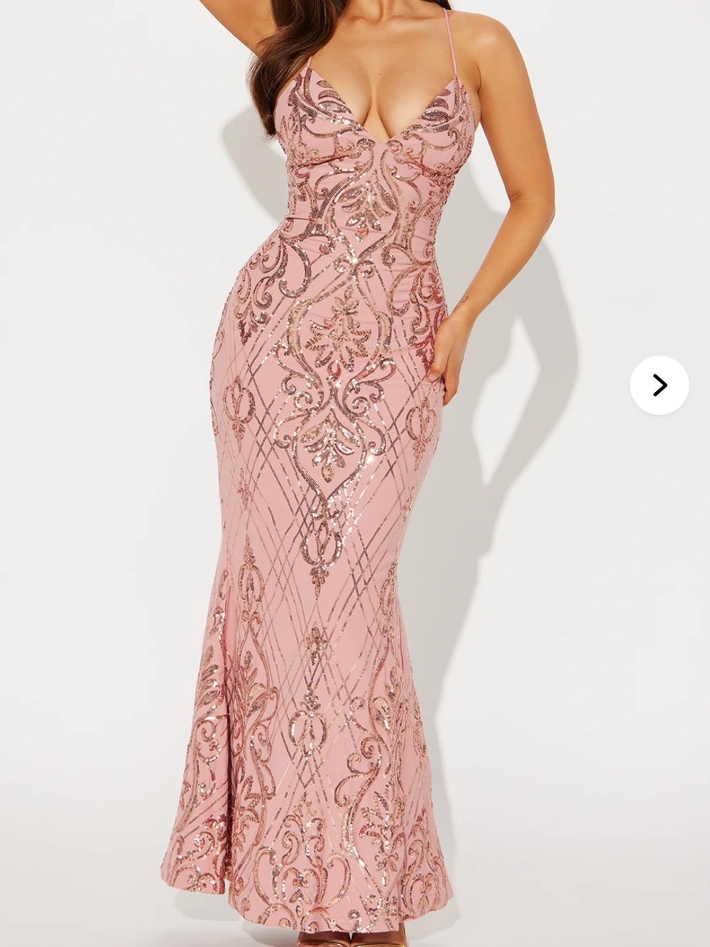 Elegant Blush Sequin Gown